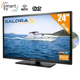 Salora Travel 12 volt 24 inch HD SMART TV met Wifi en DVD-Speler DVB-T2-S2-C Salora Travel 12 volt 24 inch HD SMART TV met Wifi en DVD-Speler DVB-T2-S2-C
