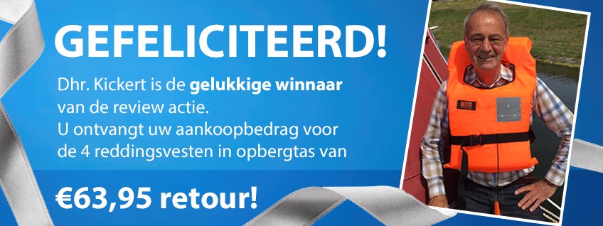 Schrijf een review en win uw aankoopbedrag terug winnaar De heer Kickert