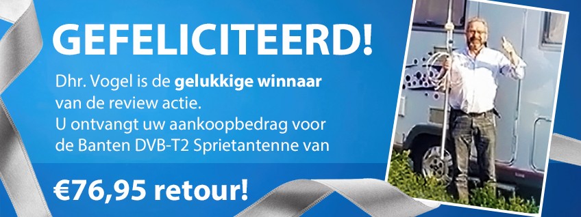 Schrijf een review en win uw aankoopbedrag terug winnaar De heer Vogel